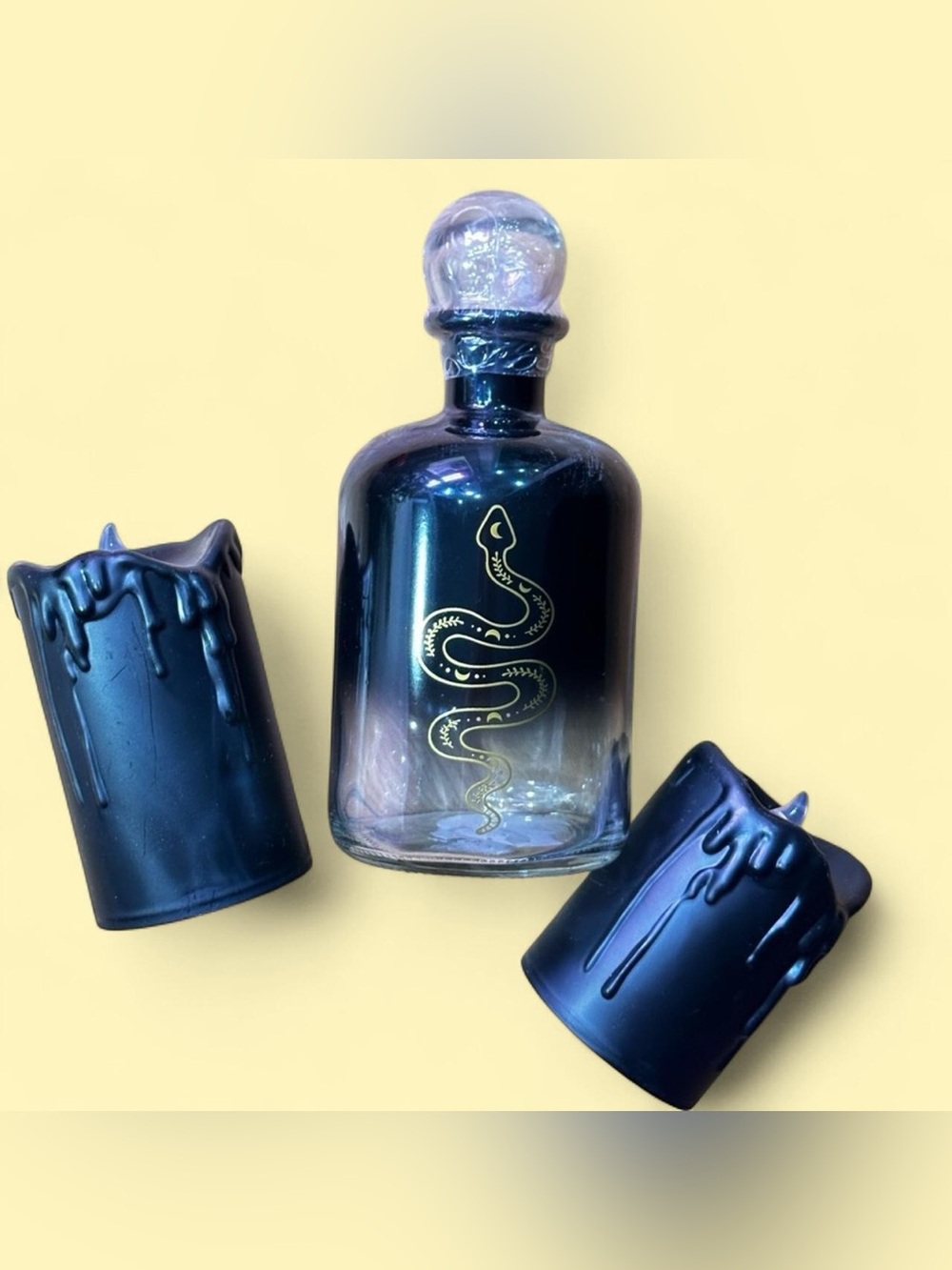 Target Halloween Snake Decanter Potion Bottle + 2 Gothic Flameless Candles
